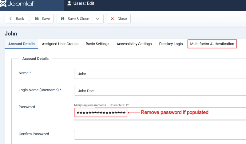visual instructions of fields and tabs